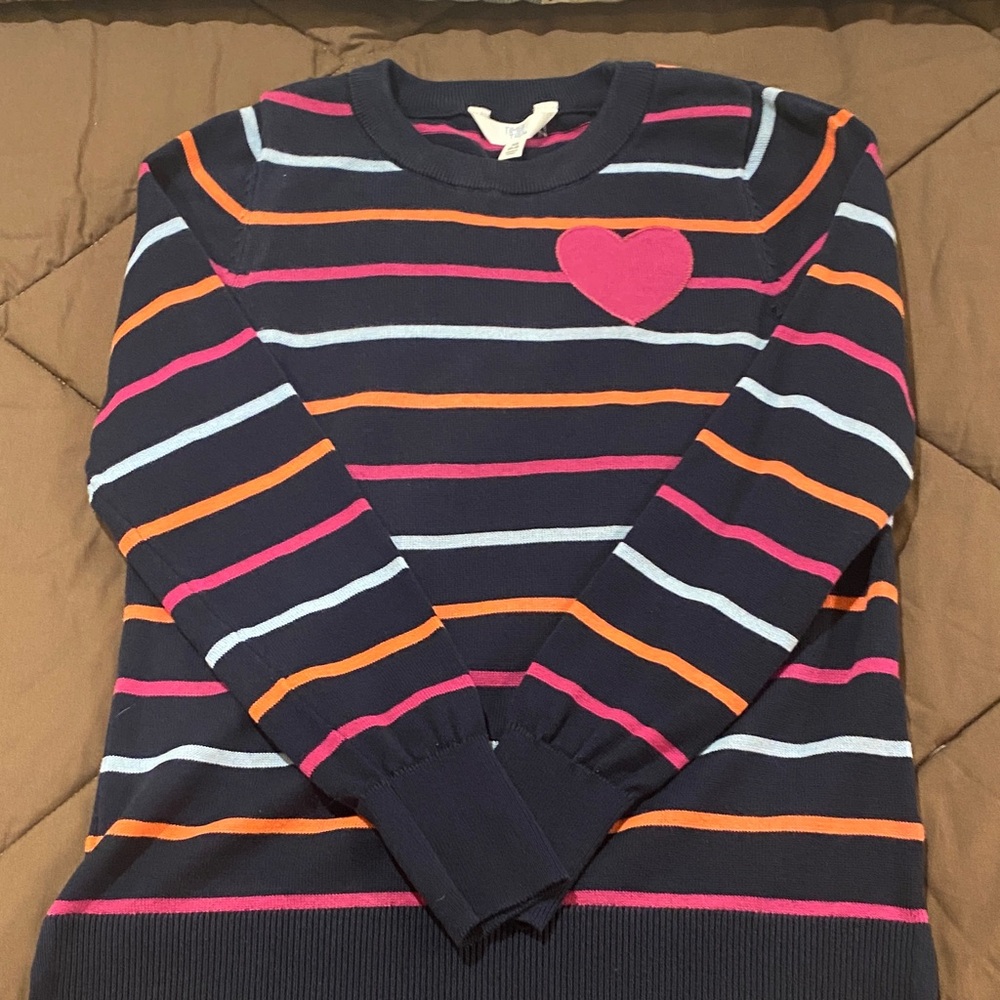 Time and Tru brand Striped Sweater with Heart Patch XS